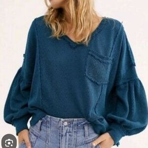 We The Free Teal Thermal Sweater